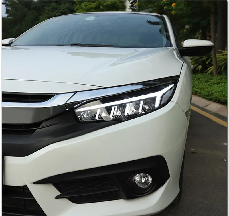 Auto Car Head Light Parts For Honda Civic X G10 Modified LED Lamps Headlights DRL Dual Projector Facelift