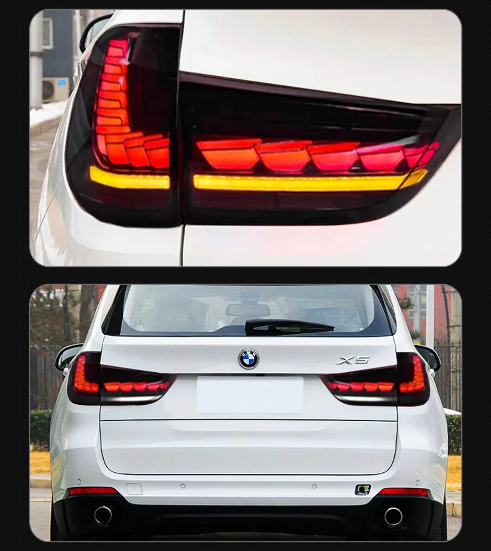 Auto Tail Lamp for BMW X5 F15 LED Tail Light 2014-20 18 F15 Dragon Scale Rear Fog Brake Turn Signal Taillight