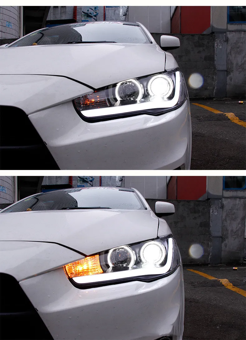 Car Headlight Assembly for Mitsubishi Lancer EVO 20 09-20 16 Front Light DRL Head Lamp LED Angel Eye Xenon Headlights