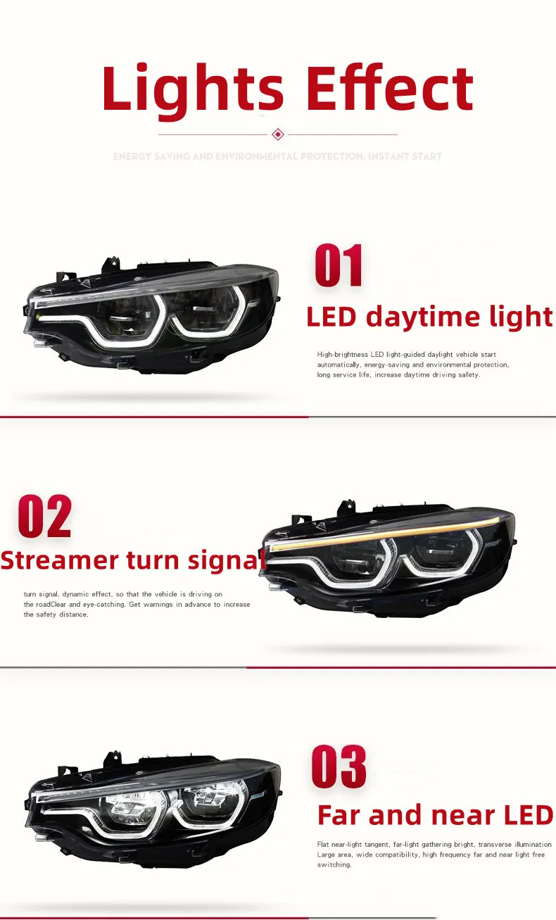 Full LED Headlight for BMW 4 Series Headlights M4 2014-20 19 GTS Upgrade Spoon Style LED Running Signal Lights