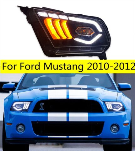 Head Lamp for Ford Mustang 2010-2012 LED Headlight High Low Beam Lens Lights DRL Running Light