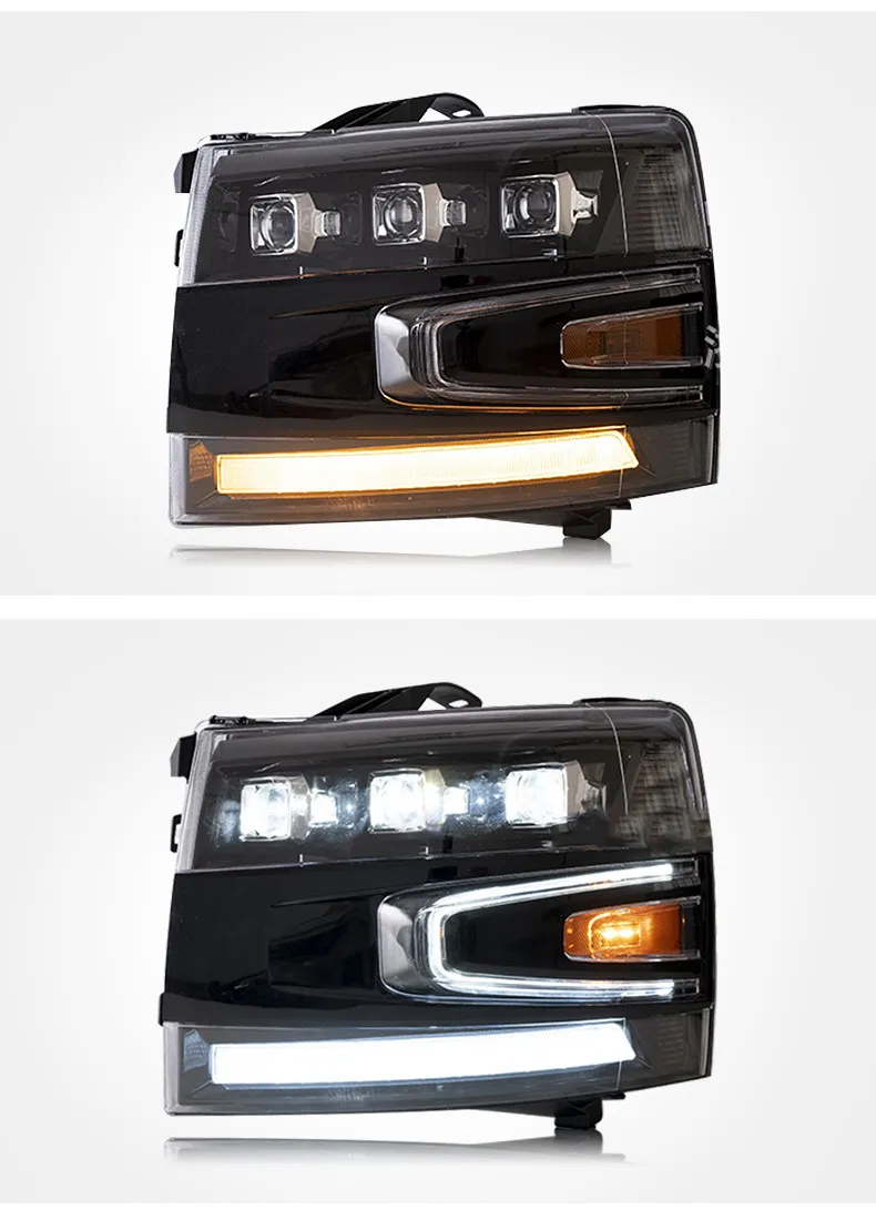 Car Front Lamp Headlight for Silverado 2007-2013 LED Dual Beam Lens Headlights Car LED Turn Signal Lights Accessories