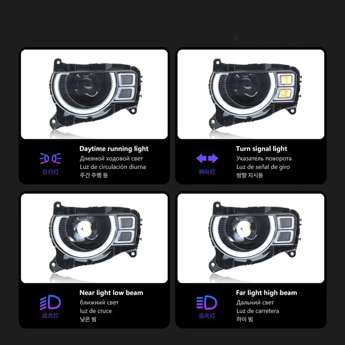 LED Headlight for Land Rover Defender 90 111 20 20-2023 High Beam LED Front DRL Turn Signal Lights Assembly