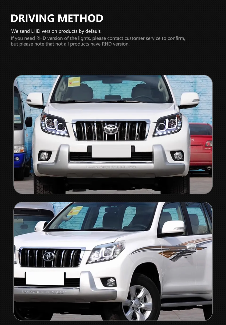 Headlight all LED for Toyota Prado LED Headlight Projector Lens 2010-2013 Front Drl Signal Driving Lamp