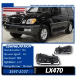 For Lexus LX LX470 Headlights 1997-2007 Front Lights LED DRL Dynamic Turn Signal Headlamps Lens Auto Assembly - Image 6