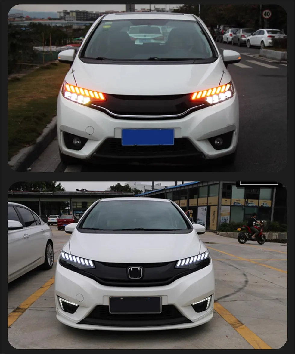 Headlight Assembly For Honda Fit Jazz Headlights 20 14-20 20 4 lens Signal Upgrade LED Daytime Running Light