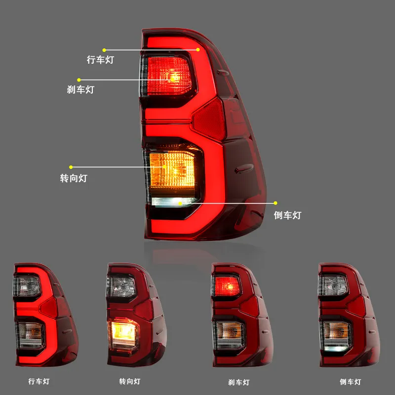 Auto Taillights for Toyota Hilux 20 15-20 21 LED DRL Tail Lamp Rear Reverse Fog Brake Turn Signal Accessories