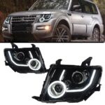 2 PCS Auto Car Head Light Parts For Mitsubishi PAJERO V93 V97 LED Lamps Headlight Replacement DRL Dual Projector Facelift
