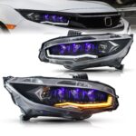 Headlight Assembly For HONDA CIVIC 10th 20 16-20 21 LED Running Lights Upgrade Dual Lens Star Diamond Style Headlights - Image 4