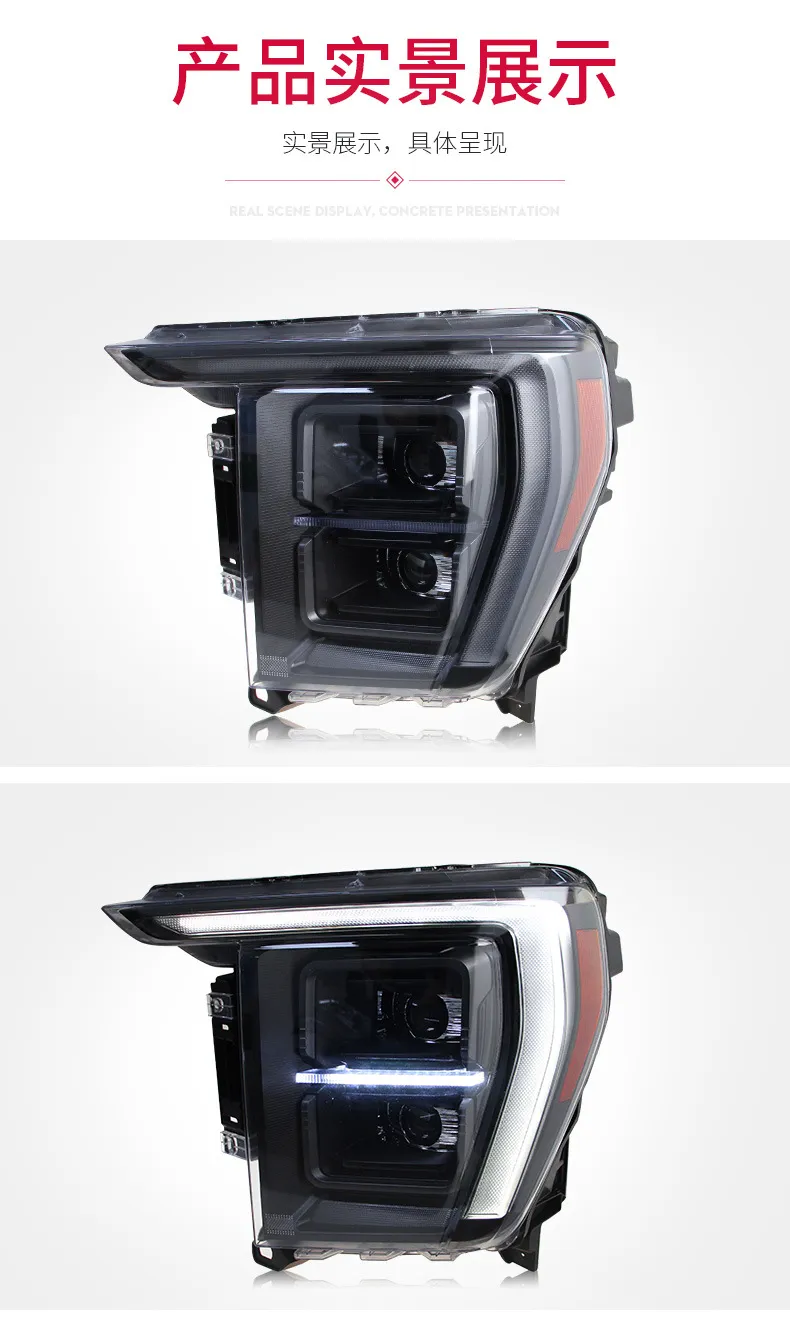 LED Light Bulbs Headlights For Ford Raptor F150 20 21-2023 Car Front Lights High Beam Running Headlight
