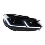 2 PCS Car Lights Parts For VW Golf 6 MK6 jetta R20 2009-2012 Black Samurai Style Head lamps LED Headlight LED Dual beam lens - Image 2