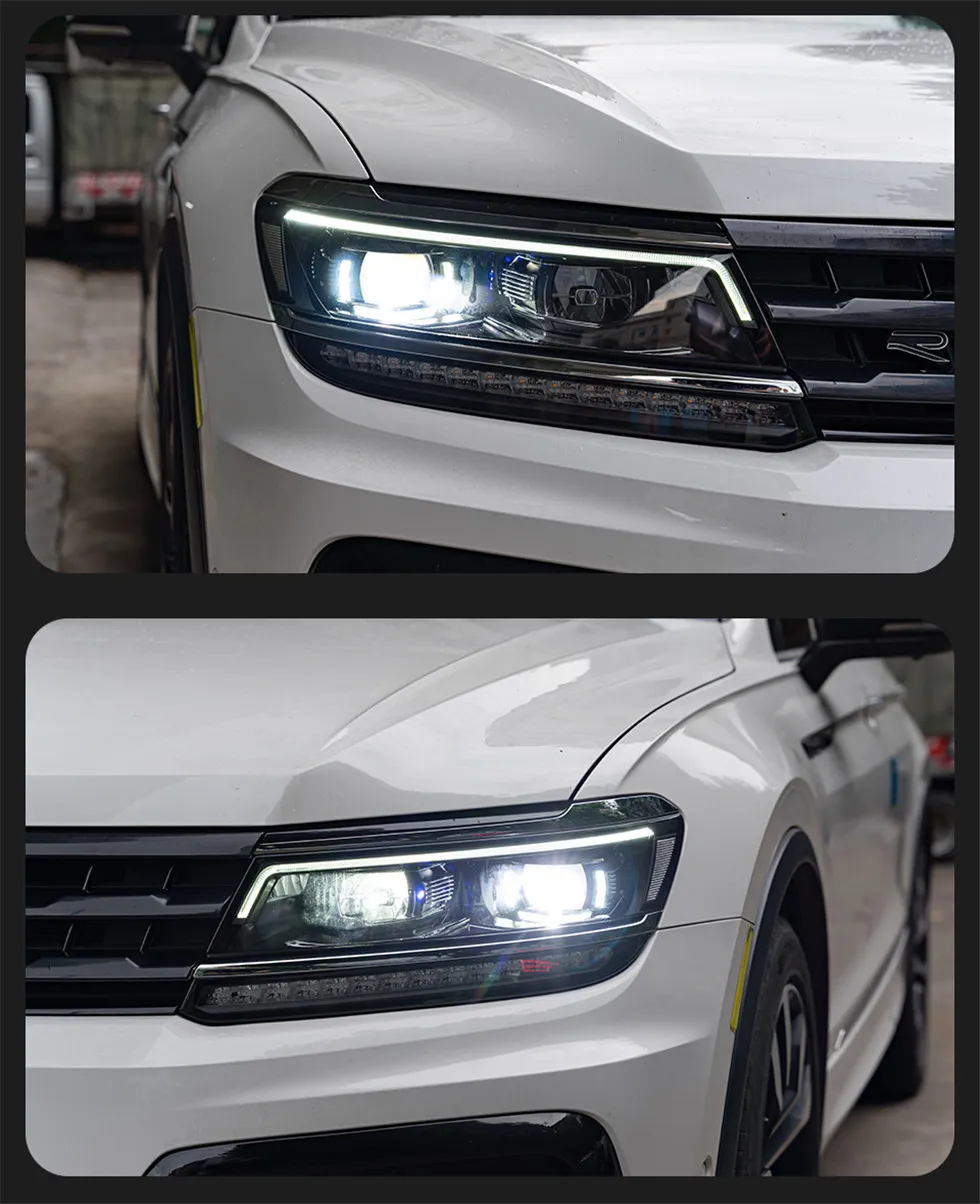 Car Headlights For VW Tiguan L 20 17-20 21 Head Lights U Style LED Lens DRL Flow Turn Signal Head Lamp Accembly