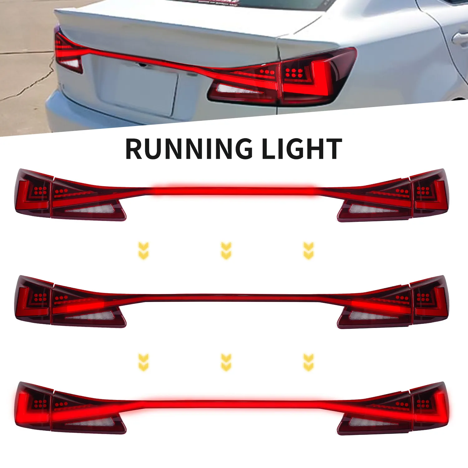Taillight for Lexus IS Series 2006-2012 IS250 300 350 LED Tail Lights Through Lamp Start-up Animation Breathing Light