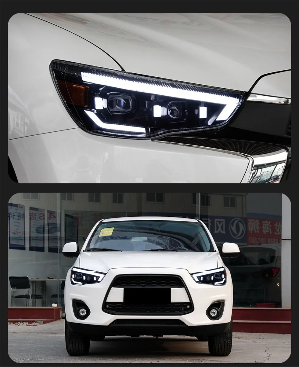 Car Headlight Assembly for Mitsubishi ASX 2013-20 19 LED Headlight DRL High Low Beam Bi LED Head Lamp Accessories