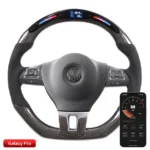 LED Steering Wheels Fit For VW CC Carbon Fiber Perforated Leather Customized Sport Racing Wheel - Image 9