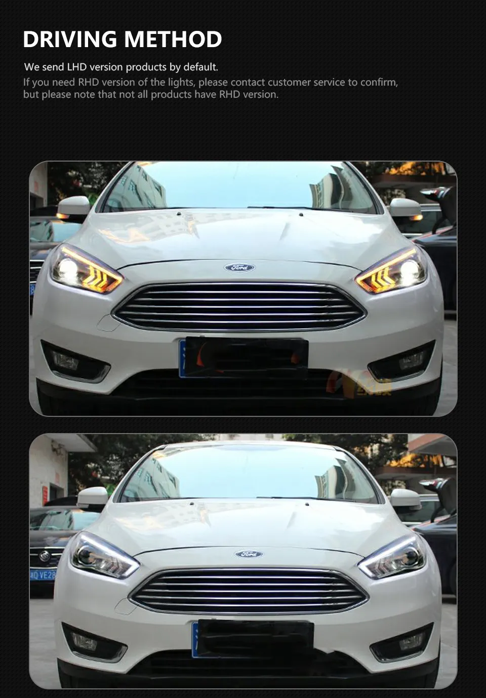 Headlight LED for Ford Focus 20 15-20 17 LED Headlights Upgrade Dynamic Turn Signal Headlamp Assembly