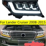 2 PCS Auto Car Head Light Parts For TOYOTA Lander Cruiser 2008-20 15 LED Lamps Headlight Replacement DRL Dual Beam Lens Lights