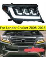 2 PCS Auto Car Head Light Parts For TOYOTA Lander Cruiser 2008-20 15 LED Lamps Headlight Replacement DRL Dual Beam Lens Lights