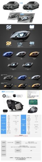 LED Dual Beam Lens Headlights For Mercedes-Benz 15-20 C-Class Fourth Generation W205 Blue DRL Turn Signal Lights - Image 4