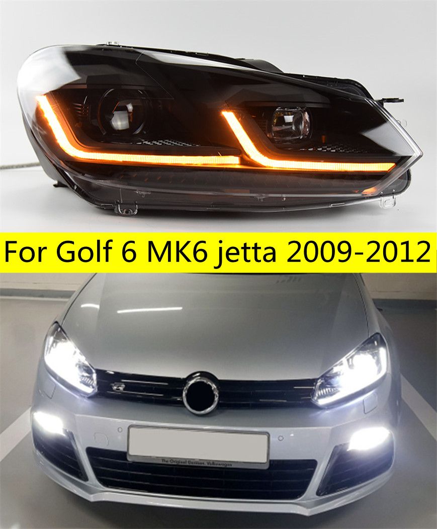 rBVaE2K9amSAIICEAALkVUXuygM437 Car Lights For Golf 6 MK6 Jetta 2009-2012 Headlights Variant Golf6 LED Dual Beam Lens Headlights Daily Turn Siganl Lamp - Image 1