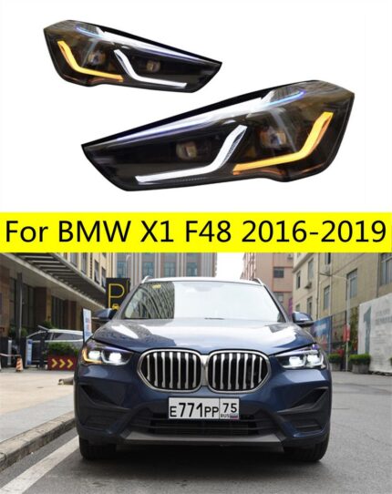 Front HeadLights For BMW X1 F48 20 17-20 21 LED Headlights Blue DRL Turn Signal High Beam Angel Eyes Parking Light