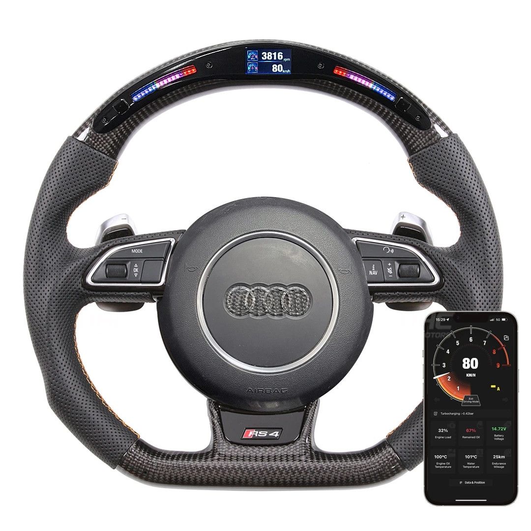 rBVaE2PgsRiAECMgAAOWkSjTRAs886 Customized Car Steering Wheels for Audi RS3 RS4 Car Interior Accessorie Carbon Fiber - Image 1