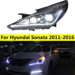 For Sonata 8 2011-16 Headlights Hyundai LED Daytime Running Light Waterproof Fog Lamp DRL Car Headlight Assembly