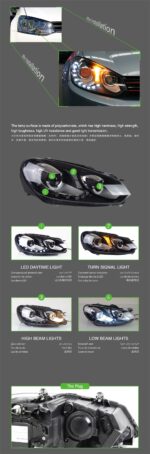 Car Front Headlights For VW POLO 2011-18 LED Headlight DRL Signal Projector Lens Automotive Head Lamp - Image 5