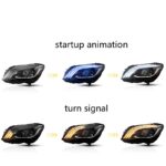 LED Dual Beam Lens Headlights For Mercedes-Benz 15-20 C-Class Fourth Generation W205 Blue DRL Turn Signal Lights - Image 3