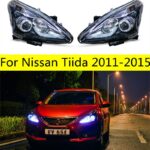 Car Headlights For Nissan Tiida 20 11-20 15 LED Headlight High Low Beam Running Lights DRL Fog Head Lamp Accessories